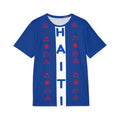 Haiti Vertical Stripe Sports Jersey — Blue Athletic Tee with HAITI Center Panel