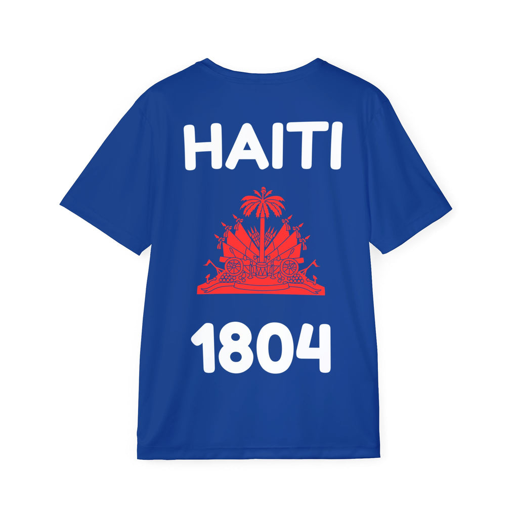 Haiti Vertical Stripe Sports Jersey — Blue Athletic Tee with HAITI Center Panel