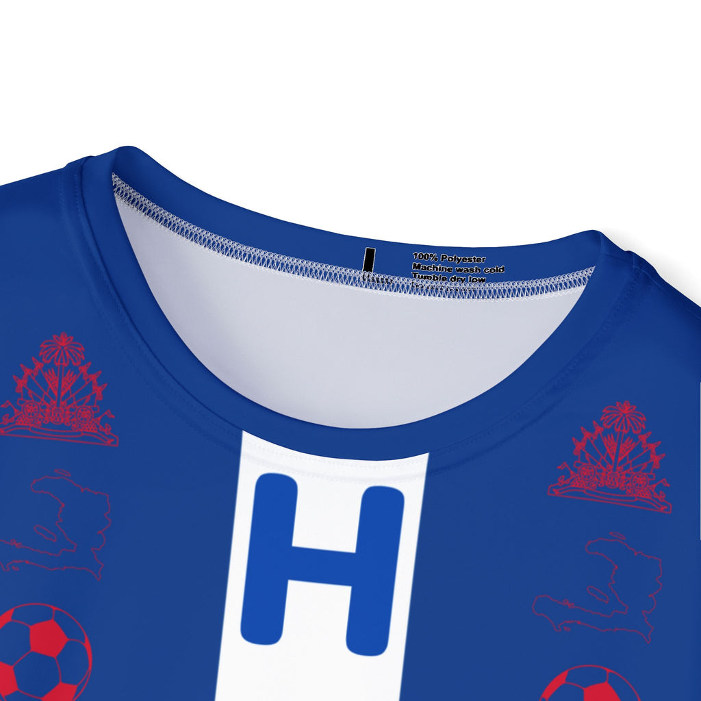 Haiti Vertical Stripe Sports Jersey — Blue Athletic Tee with HAITI Center Panel