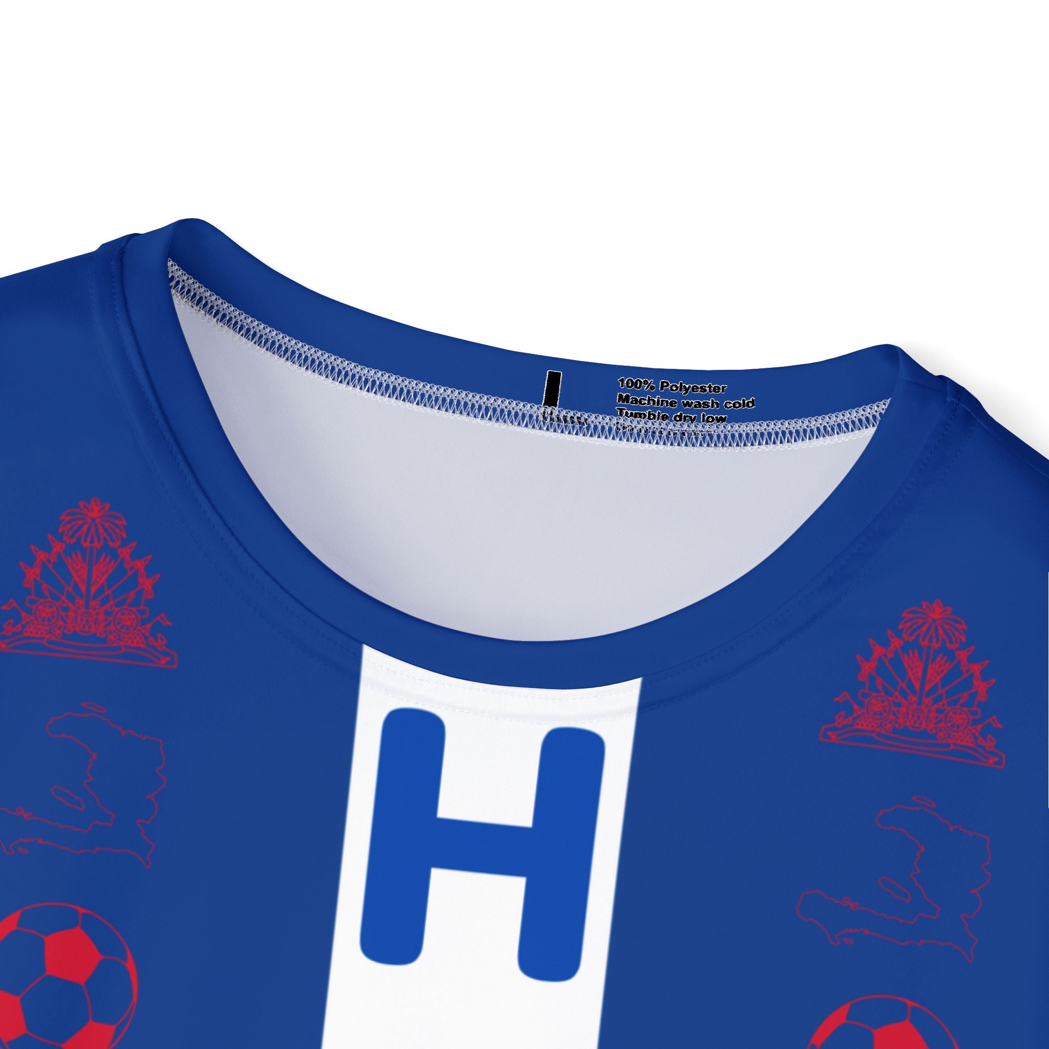 Haiti Vertical Stripe Sports Jersey — Blue Athletic Tee with HAITI Center Panel
